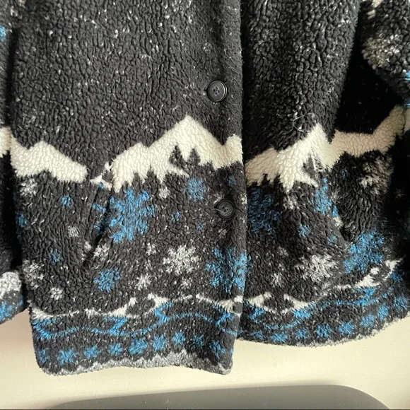 Vintage Izzi Fleece Mountain Print Cuffed Jacket - Picture 2 of 6